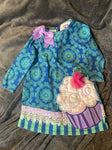 Counting Daisies Blue and Mint Cupcake Dress 2T