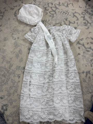 Vintage White lace photoshoot dress dedication 6-12 Months