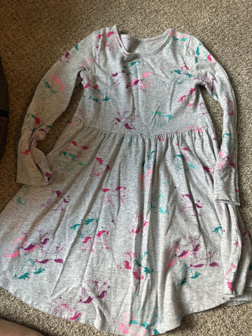 Jumping bean Gray unicorn cotton dress 5T/5