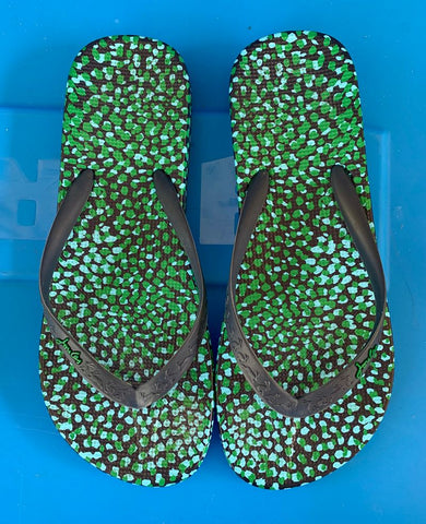 Joules Navy and green flip flops 6 (Adult)