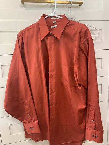 Geoffrey Beene Rust sateen dress shirt 17 34/35 Men's - XL