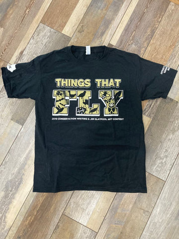 Black short sleeve shirt Things that fly SIZE XL 14