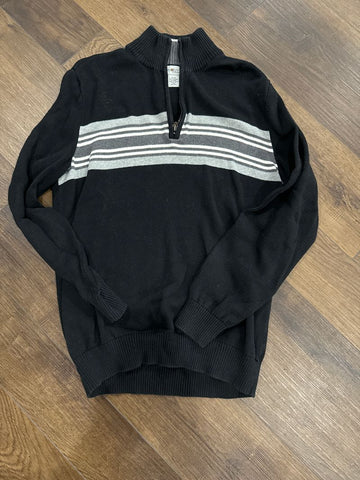 Sun River Quarter zip sweater black with gray stripe Men's - M