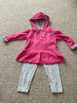 Carters Long sleeve hooded pink and floral peplum shirt with leggings 12 Months
