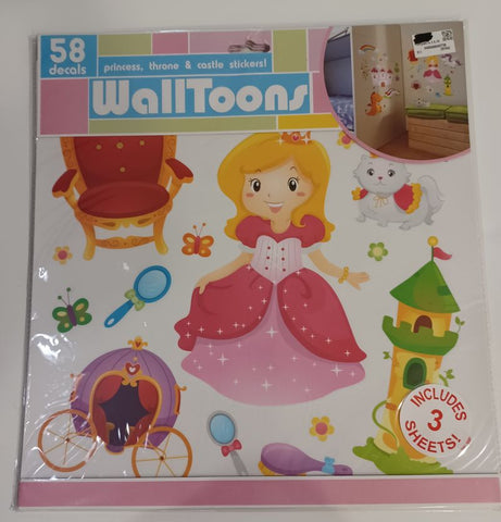 NEW Walltoons Wall Stickers Princess 3 sheets Decor