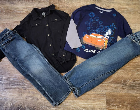 variety 2 ls shirts/2 pants 4T/4
