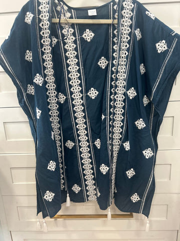 Time and tru L/XL navy embroidered coverup Women's - L