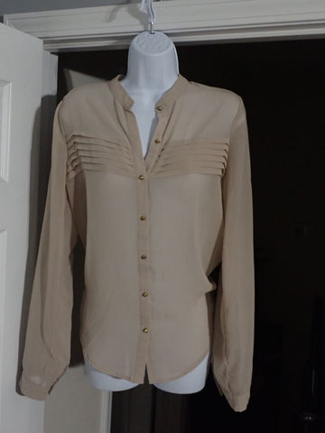 Forever 21 Tan button up long sleeve top Women's - M