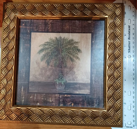 Kirklands Framed Palm Tree Picture about 11" x 11" Decor