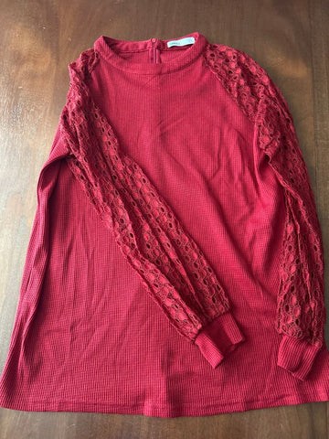 Miholl Red open lace sleeve top Women's - L