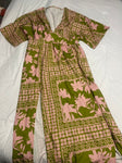 SHEIN Green and pink long dress with slits Women's - L
