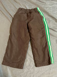 Okie dookie Brown athletic pants, white and green stripe down side 3T/3