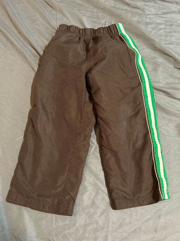 Okie dookie Brown athletic pants, white and green stripe down side 3T/3