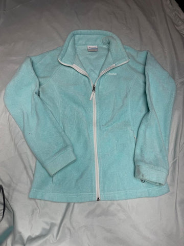 Columbia Sky blue soft jacket GUC stain on wrist 14