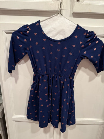 Emma&Elsa Navy/pink hearts with pockets 5T/5
