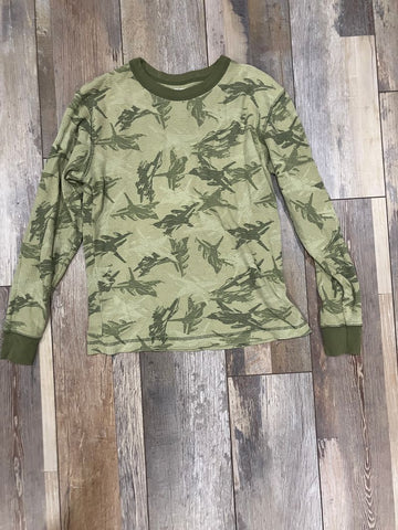 Long underwear shirt - PJs Green w/fighter jets-SIZE 10/12 10