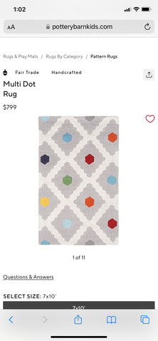 Pottery barn Polka dot rug 7x10 feet Miscellaneous