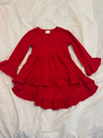 Boutique Red ruffle high low shirt 6T/6X