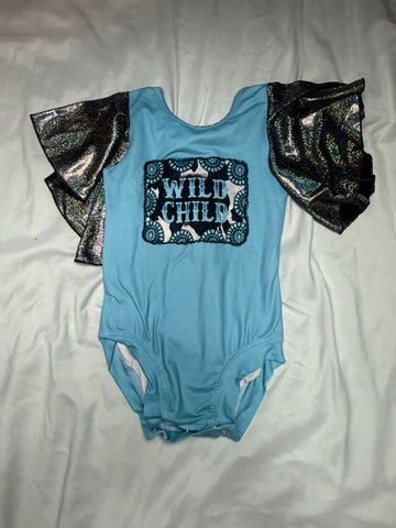 Unknown Teal  wild child, graphic onesie NWOT 2T