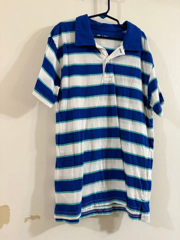 Children place Blue teal white stripe polo nwot 10