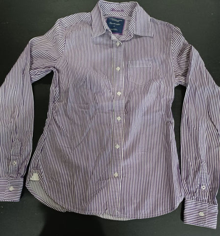 American Eagle Sz 0 Outfitters Purple White Stripe Favorite Shirt Women's - XS