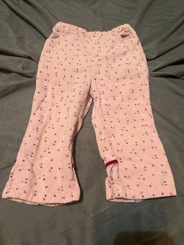 Disney Pink, tiny flower pattern corduroy pants 24 Months