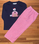 BB Reids NEW Navy and red gingham farm appliqué set 6T/6X