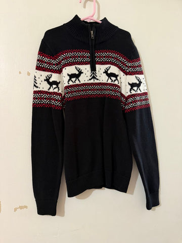 Class club Black white red with reindeer sweater 10