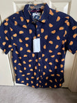 Denim and flowers New never worn cotton shirt with taco logos 16