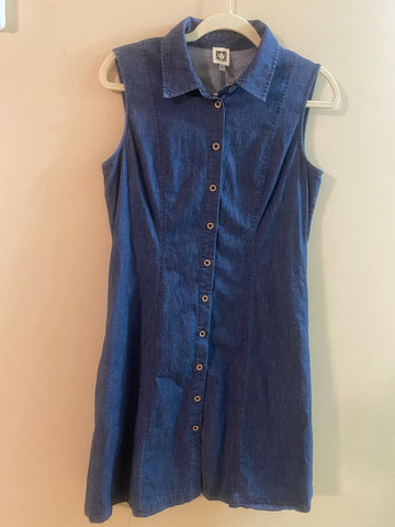 Ann Klein Womens denim navy blue Jean dress Women's 10
