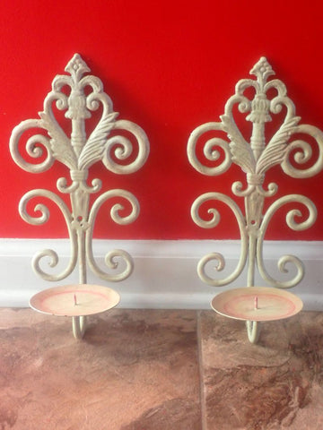 Candle Sconces Cream sconces, there is a red ring from a candle Decor