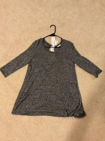 Lime Chili Black white marble Tunic sweater top w/keyhole tie back3/4 sleeve Women's - M