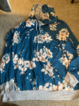 Angashion Blue floral thin hoodie Women's XL 16