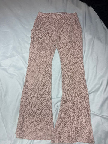 Jessica simpson Brown cheetah flared pants GUC - fading at bottom 6T/6X