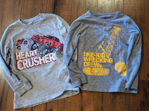 Carters/children's place 2 ls gray shirts 5T/5