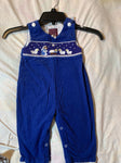 Lil cactus Blue nativity smocked longall 12 Months
