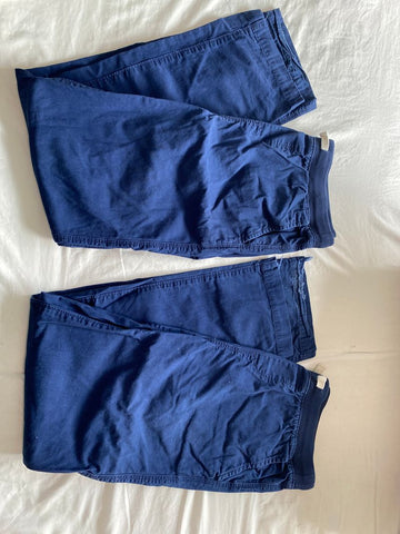 Lands End 2 pairs pull on navy pants- bottoms are worn 14
