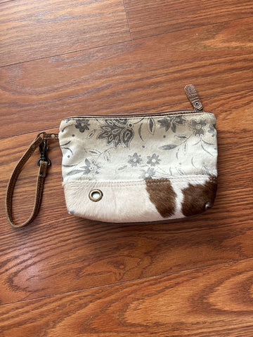 Myra Wristlet with cow hide Bag