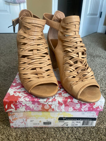 Chinese Laundry Leather strappy open toe heels. Worn twice 10 (Adult)