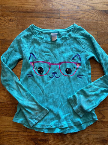 Circo M 7/8 waffle long sleeve teal cat glitter stain on wrist 8