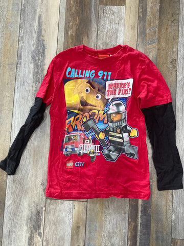 Lego long sleeve shirt Red with "Calling 911" 12