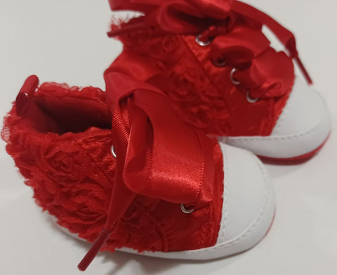 Stepping Stones Hightops Red w Ribbon 2 (Infant Shoe)