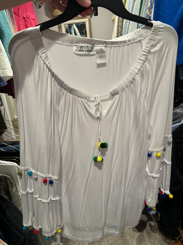 New Direction White long sleeve with Pom Pom balls Women's - M