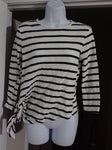 The Line of Style Black and white stripe quarter length top with side tie Women's - M