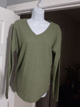 Magellan Olive v neck long sleeve top Women's - M