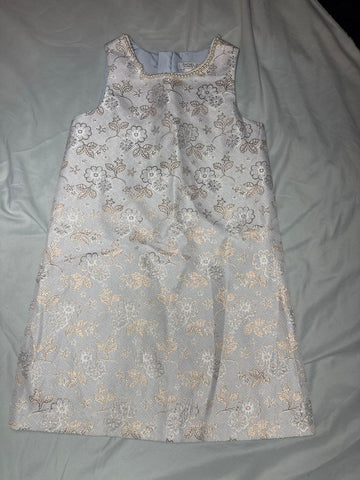 Rachel zoe Sky blue classy vintage style with gold stitching & pearl neck 6T/6X