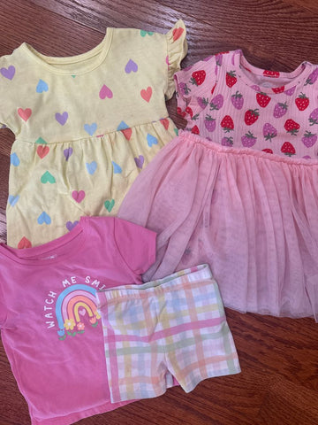 Garanimals Yellow dress, pink shirt, and shorts PLAY forstains Dress is EUC 18 Months