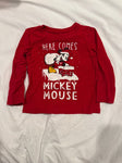 Jumping Beans Red long sleeve here comes Mickey Mouse 4T/4