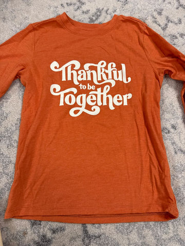 Cat and jack Size 6-7 thankful to be together orange shirt 6T/6X