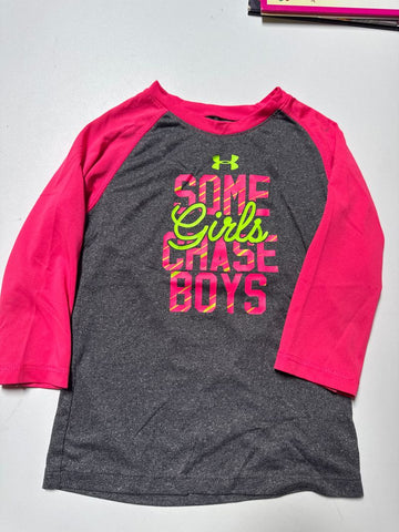 Under Armour Gray pink Some girls chase boys 6T/6X